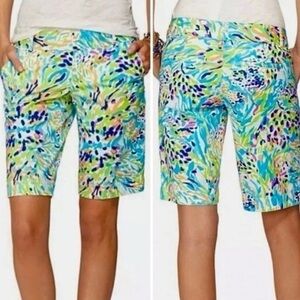 Lilly Pulitzer Chipper green blue white Resort Bermuda Shorts size 0